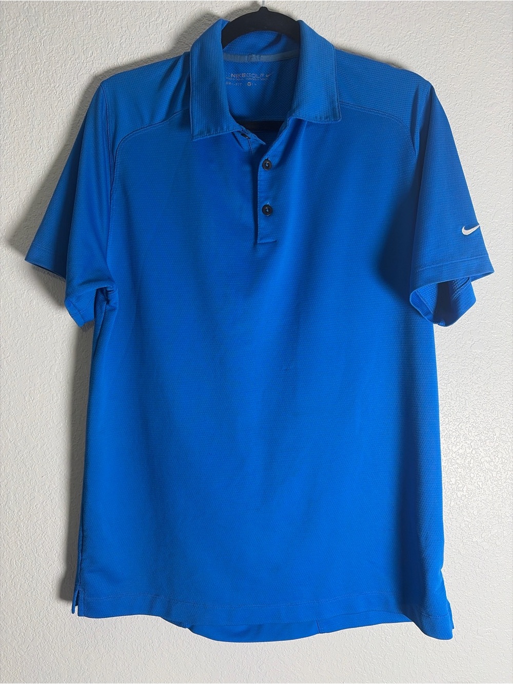 Nike Golf Dri-FIT Men’s Large Blue Performance Polo Shirt Short Sleeve Swoosh